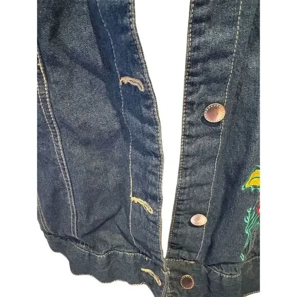 Tudor Court Women's XL Denim Jacket Blue Embellished Floral Casual - Picture 4 of 13